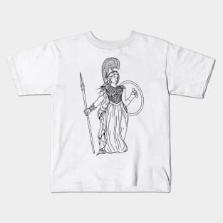 Athena Goddess Black Outline Illustration Kids T-Shirt